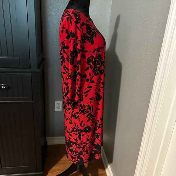 Chicos Shift Dress Size 1 U.S. 8/10 Floral Red Black Stretch Office NWT - Picture 6 of 8
